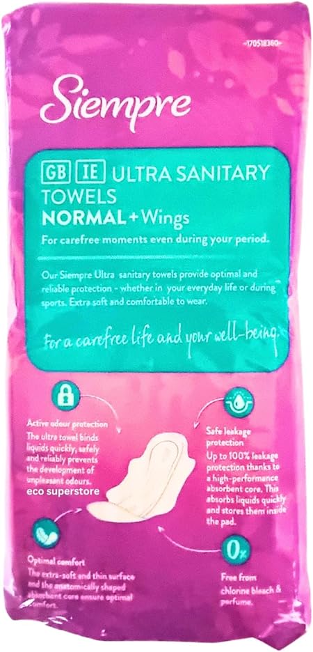 Ultra Sanitary Towels Normal + Wings with Aloe Vera (1 Pack) - Siempre Hygiene Pads